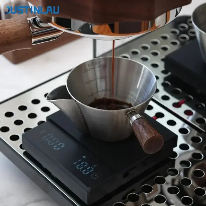 JUSTINLAU Tasse d'extraction d'expresso 110 ml en acier inoxydable 304 avec échelle