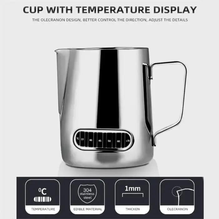 350/600ml Latte Pull Cup avec autocollant de température en acier inoxydable avec la tasse de mousse de lait