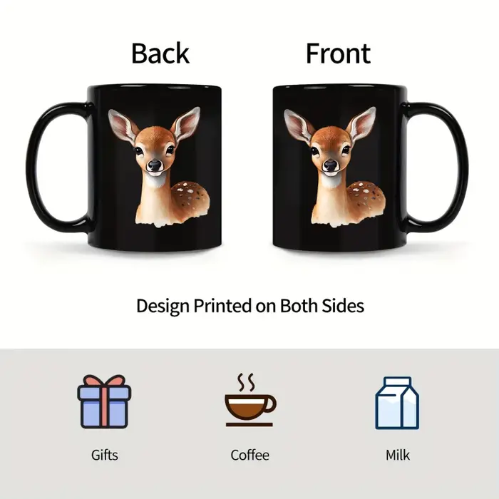Tasse en céramique cerf noir imprimé animal pour café