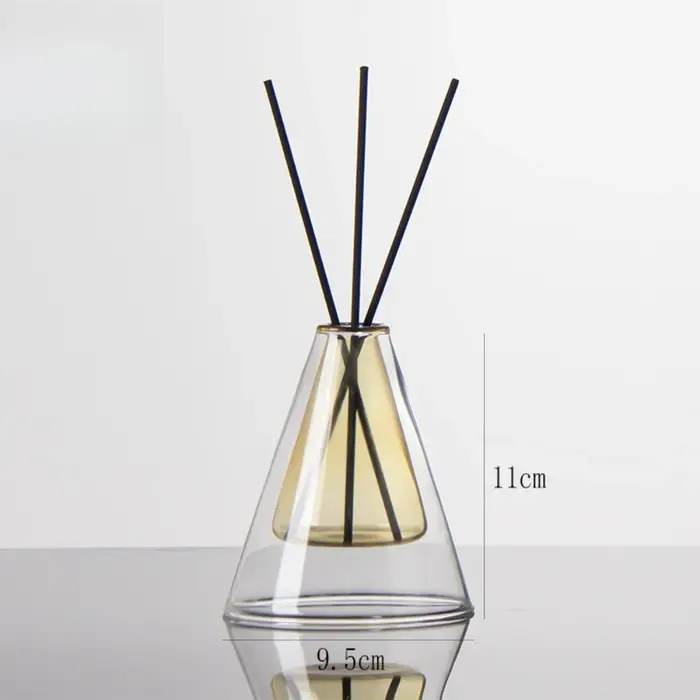 Bouteille en verre d'aromathérapie triangulaire Double couche, pour pièce maîtresse de mariage, boug