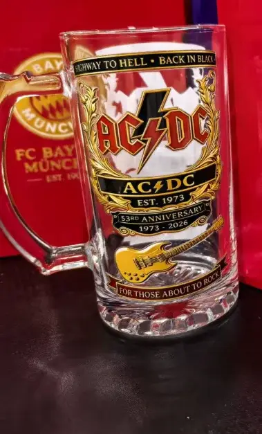 Verre à bière grande capacité AC/DC 53ème anniversaire du groupe, idéal pour les concerts de heavy m