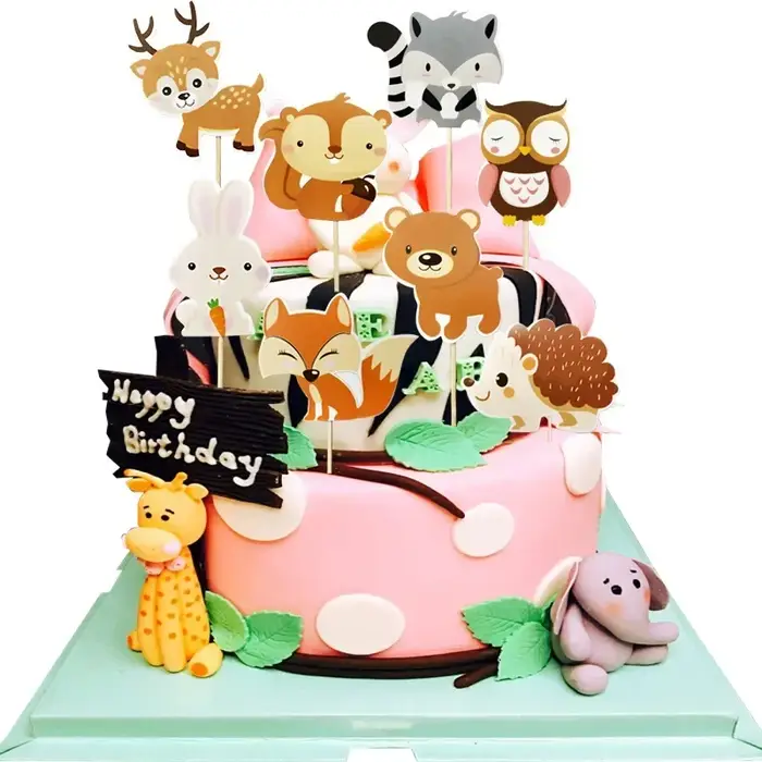 Vaisselle jetable sur le thème des animaux de la forêt pour 8 invités, assiettes et serviettes motif ours et renard, décoration de fête d'anniversaire safari pour enfants garçons et filles