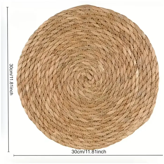 Napperons en rotin tissés à la main de 6 pièces – tapis de table ronds tissés