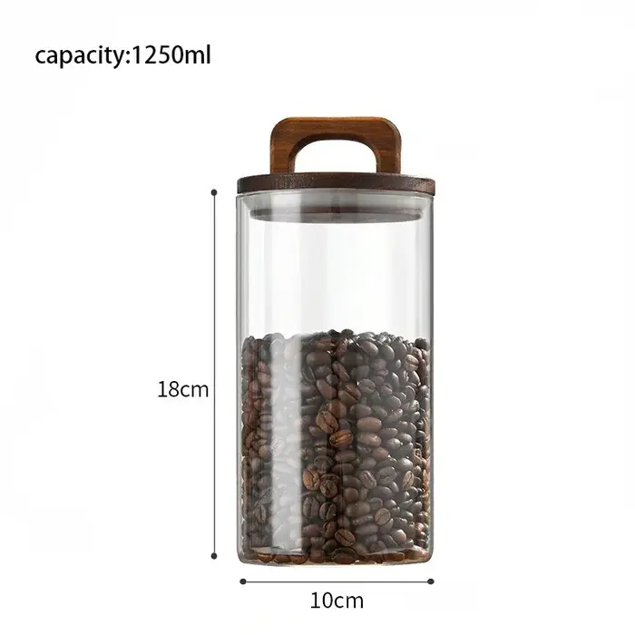 Bocaux en verre pour grains de café avec couvercle en bois