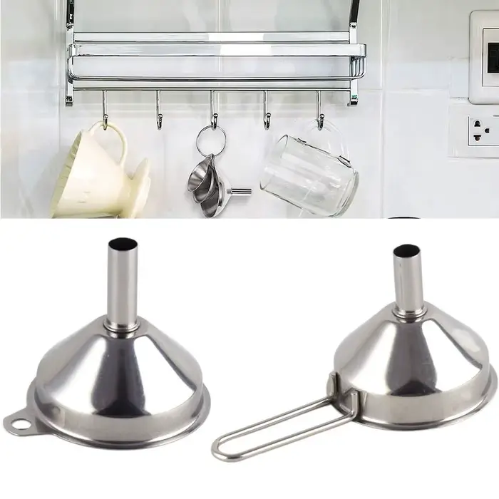 Entonnoir en acier inoxydable à large bouche, filtre à huile de cuisine, passoire avec poignée, outi