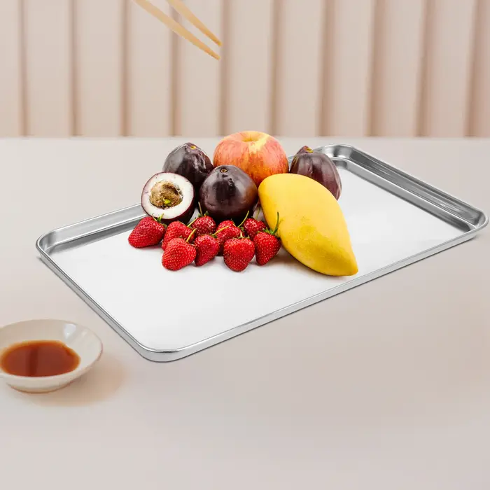 Plateau rectangulaire en acier inoxydable 35x25cm