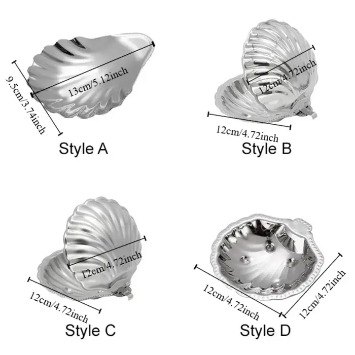 Plat à dessert en forme de coquille en acier inoxydable 304