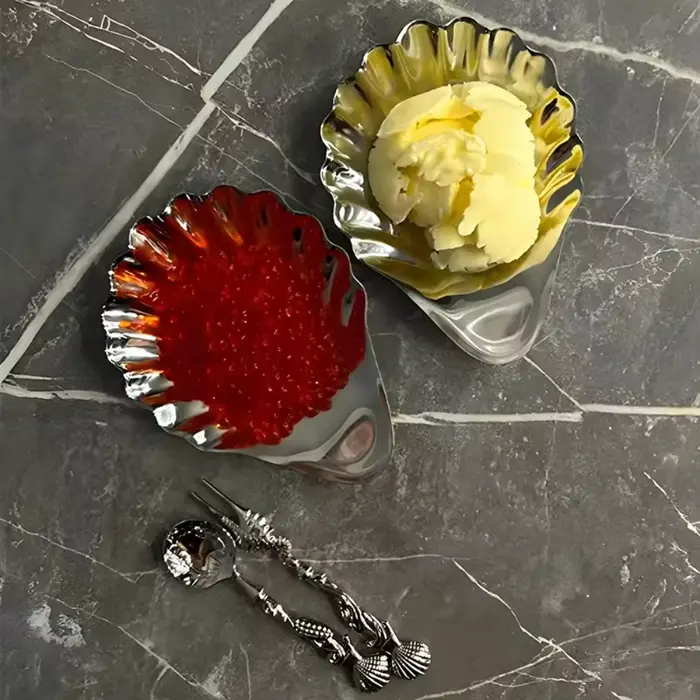 Plat à dessert en forme de coquille en acier inoxydable 304