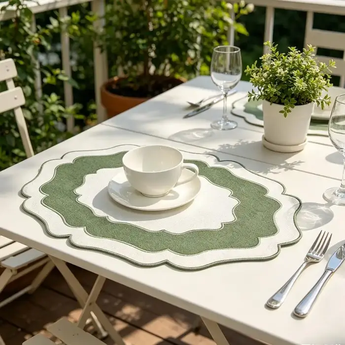 Set de table texturé en lin festonné