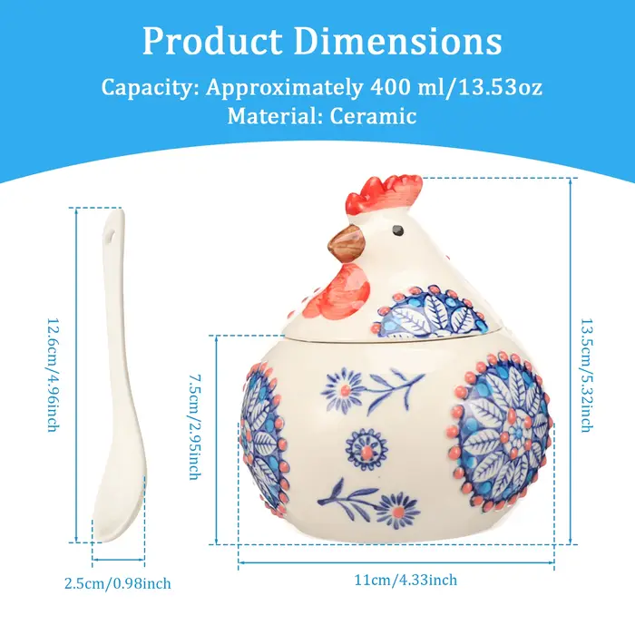 Salière en céramique en forme de poulet pour comptoir de cuisine