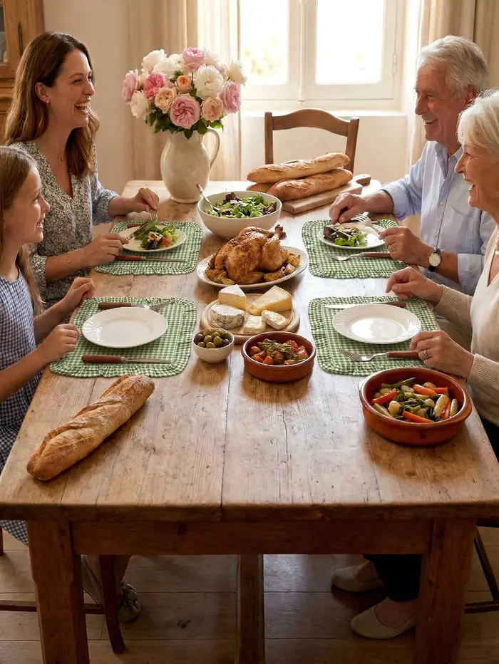 Ensemble de 6 sets de table carrés à carreaux verts gingham