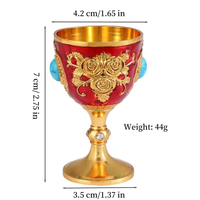 Verre à vin vintage européen, gobelet design rose, verre à vin blanc portable en alliage, verre à vo