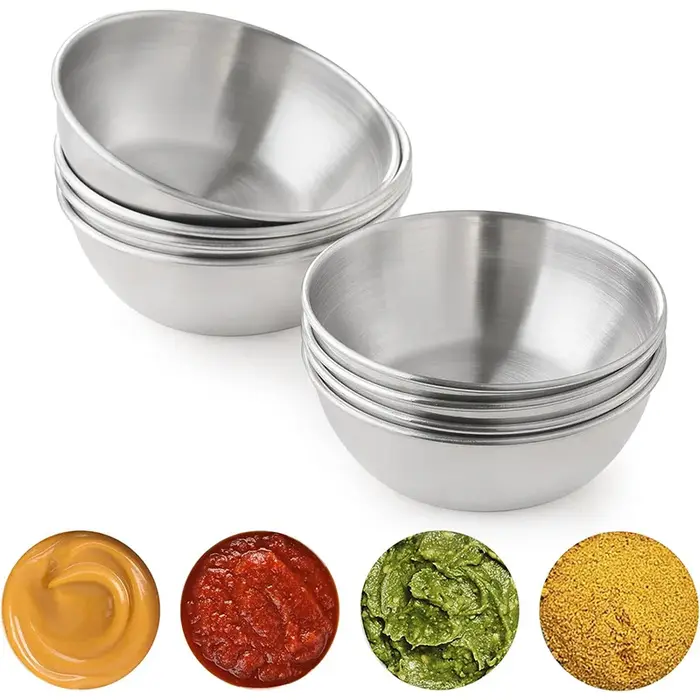 Plat à tremper plats à Sauce en acier inoxydable Mini soucoupes individuelles bol