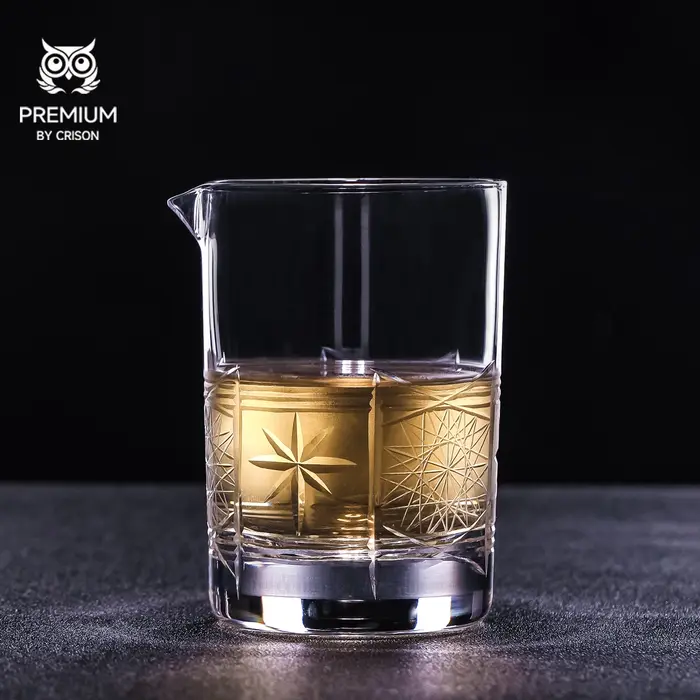 CRISON Tasse à mélanger pour cocktail gravée en verre de cristal fait à la main