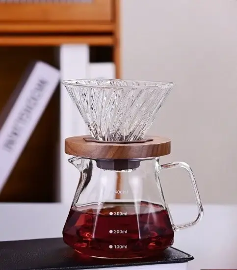 Cafetière à filtre en verre, design diamant, avec support de filtre, pour usage domestique et professionnel