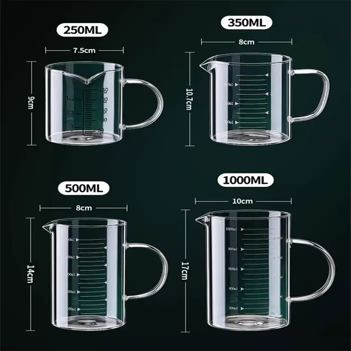 Tasse à mesurer en verre avec poignée 250/350/500/1000 ml