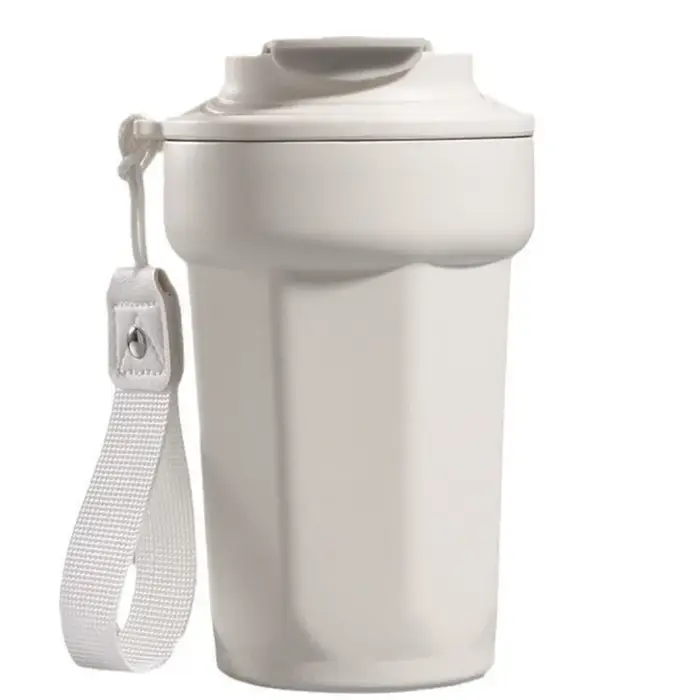 Tasse à café créative à huit angles en acier inoxydable, grande capacité avec couvercle, tasse isolé