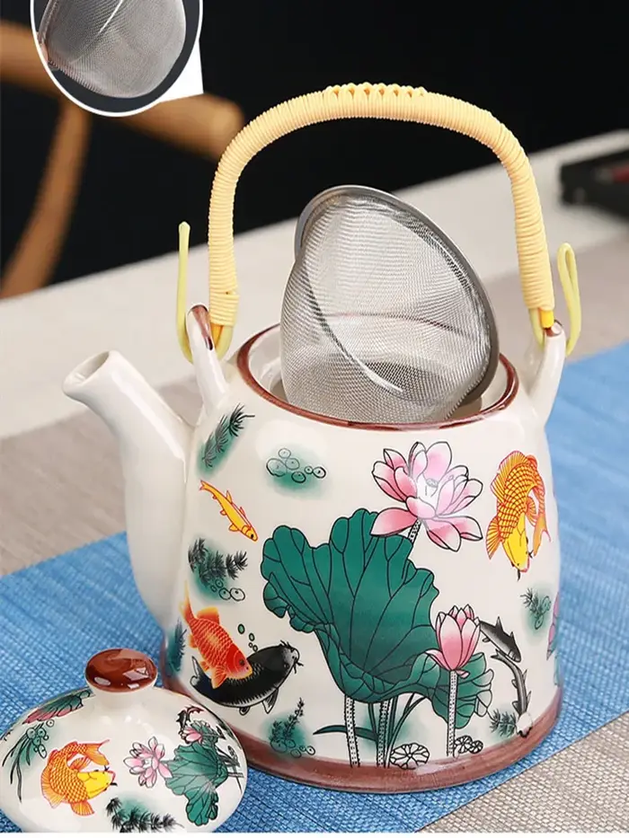 Théière japonaise en céramique peinte à la main