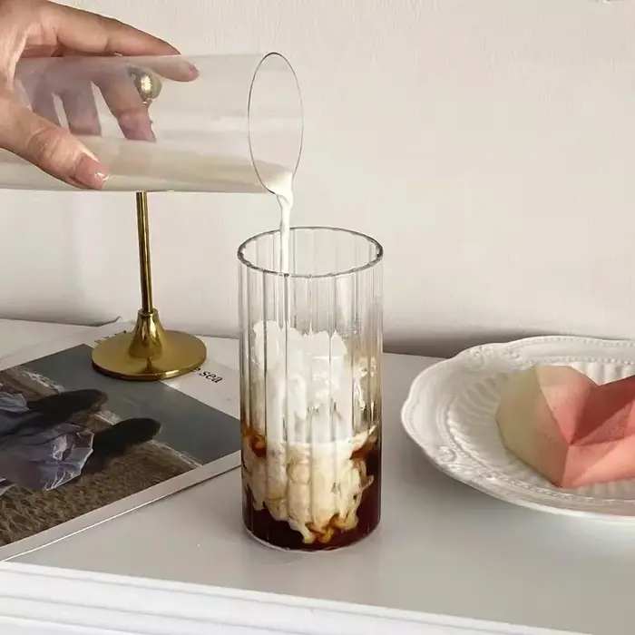 INS tasses en verre nervuré verres à boire tasse de thé glacé eau jus