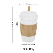 Tasses à café avec couvercles de 450ML, paille de blé, tasse à café Portable réutilisable, lavable a