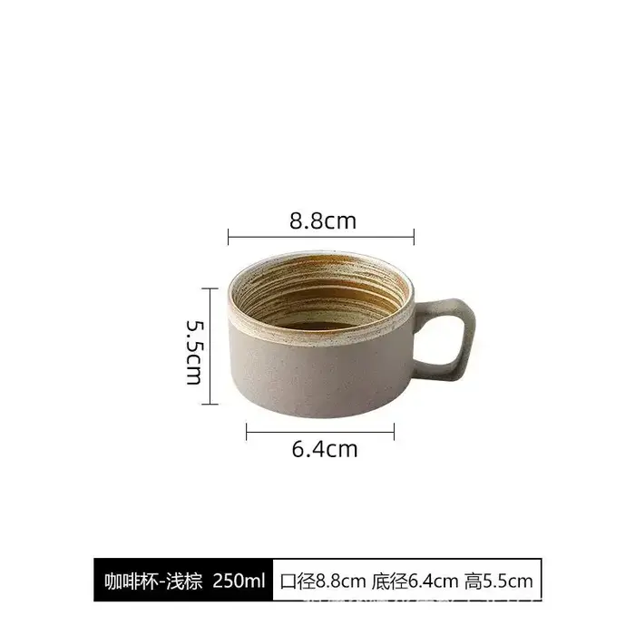 Ensemble de Tasses à Café en Poterie Rétro, Créatif, Fait à la Main, en Céramique, Standard avec pio