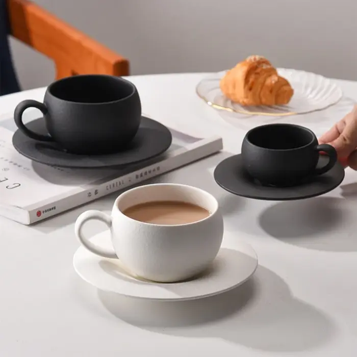 Ensemble de tasses à café en céramique de sable de roche