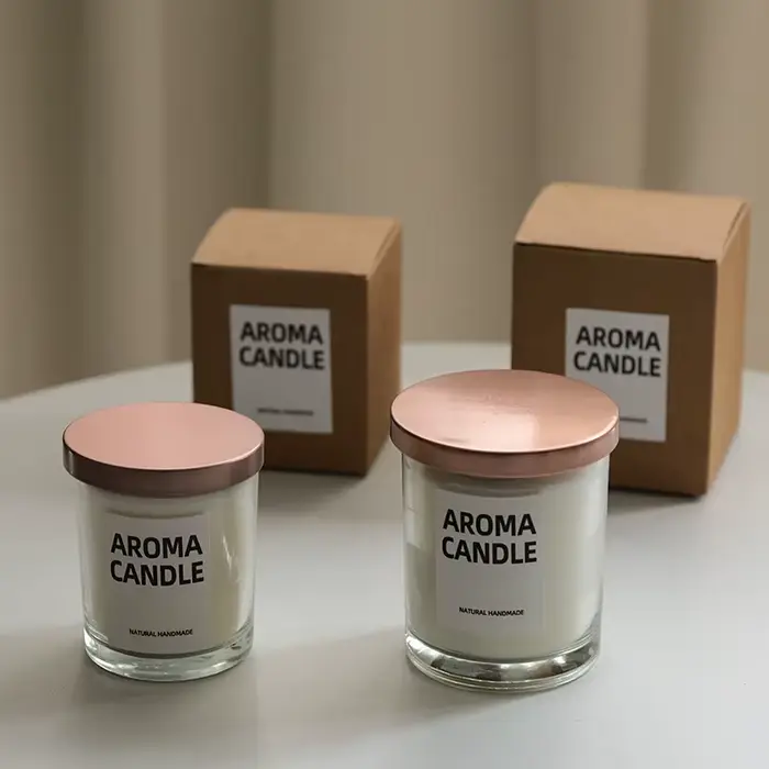Bougeoirs en verre avec supports d'aromathérapie en métal