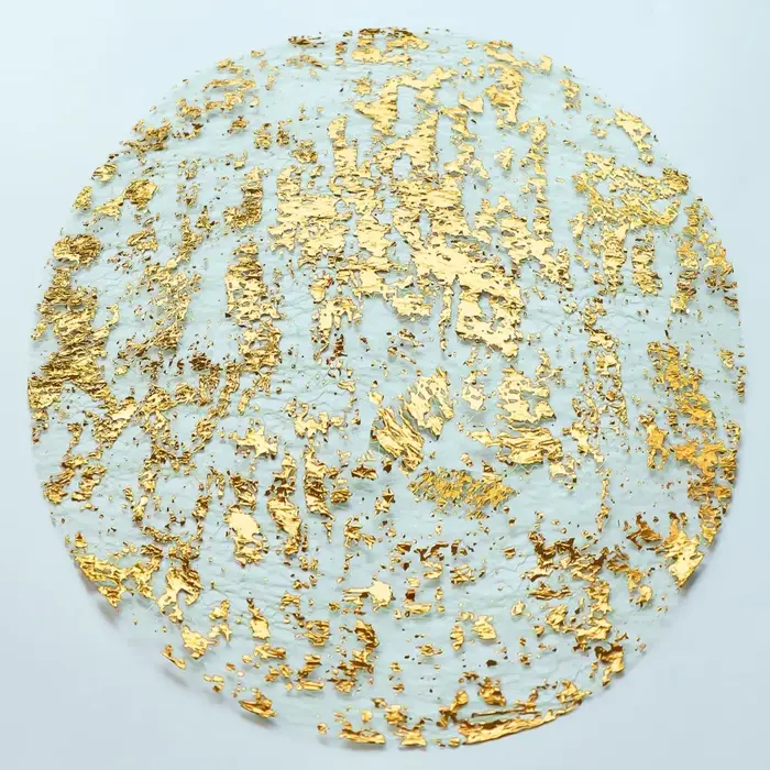 Napperons dorés jetables de 13 pouces, feuille ronde métallique à paillettes, napperons de Table pre