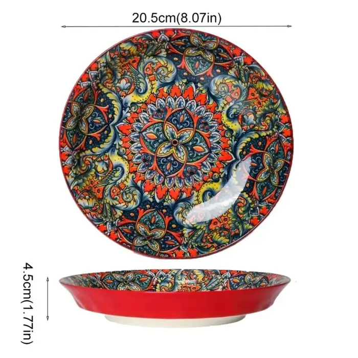 Vaisselle motif fleur assiette en céramique bohème