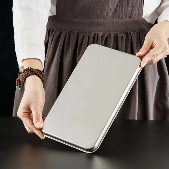Plateau de service rectangulaire en acier inoxydable pour nouilles de riz
