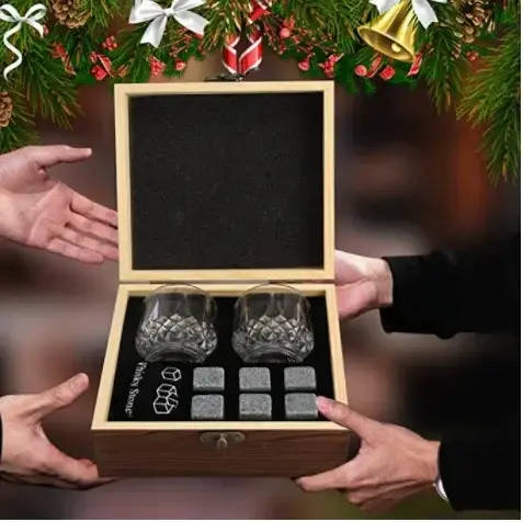 Cadeau de fête des pères pour hommes, ensemble de verres à pierres à whisky, bloc de glace en granit