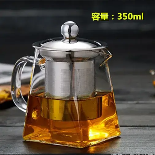 Théière en verre résistant à la chaleur avec infuseur à thé en acier inoxydable