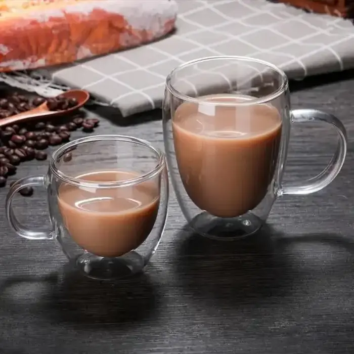 Tasse à café en verre murale à Double fond