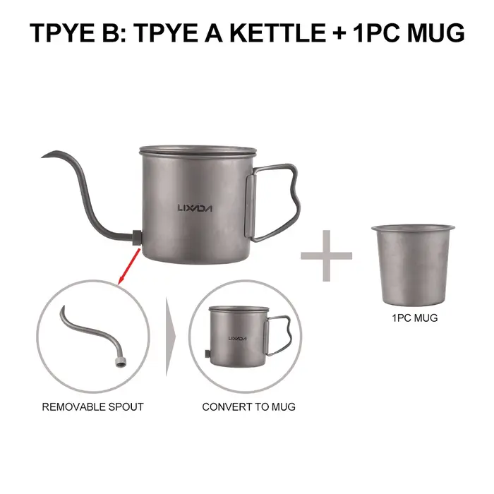Bouilloire à café en titane LIXADA 400 ml