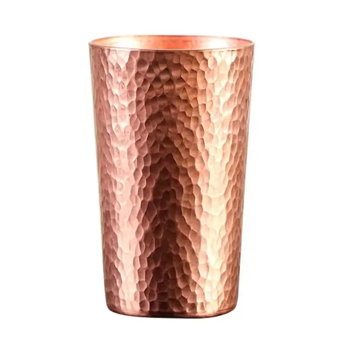 Tasse artisanale vintage en cuivre pur avec texture martelée épaissie