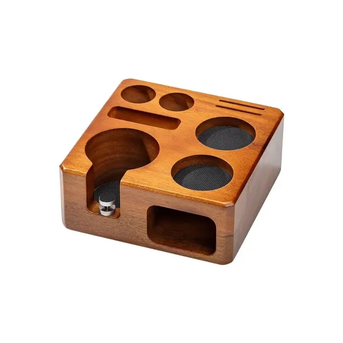 Station de tamping pour expresso, organisateur de station à café réglable en noyer compatible avec l
