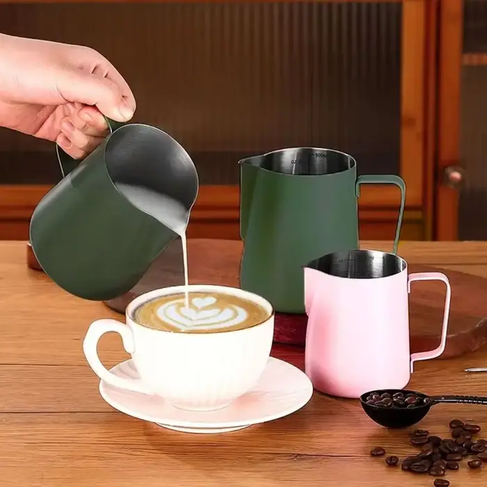 Pichet à mousse de lait et de café, 150/350ML, en acier inoxydable 304, échelle précise, haute qualité, Latte Barista, outil de café professionnel
