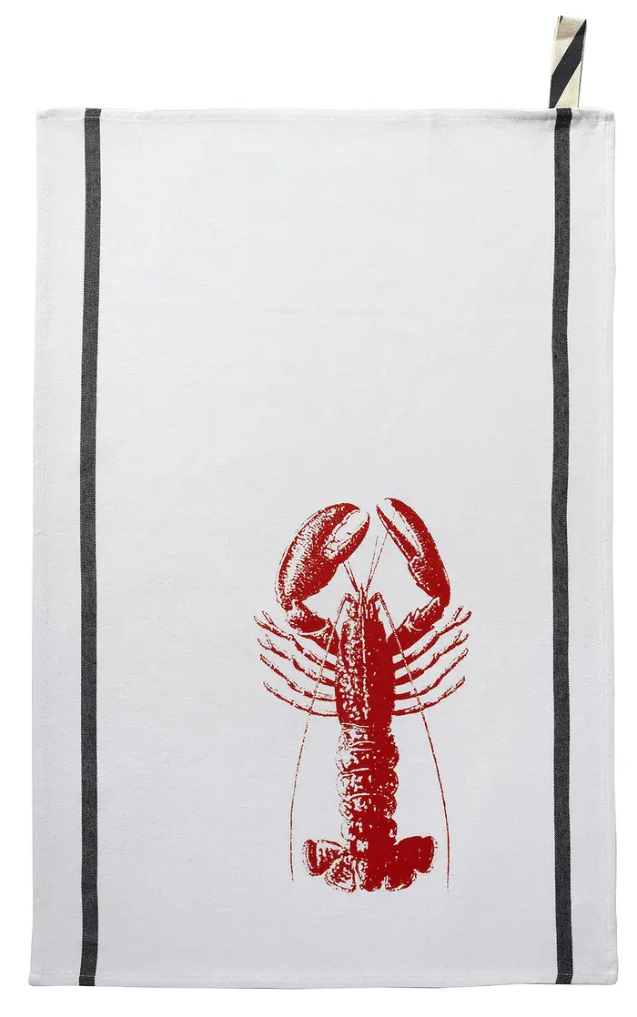Torchon Homard Rouge Corail Blanc 50 x 70