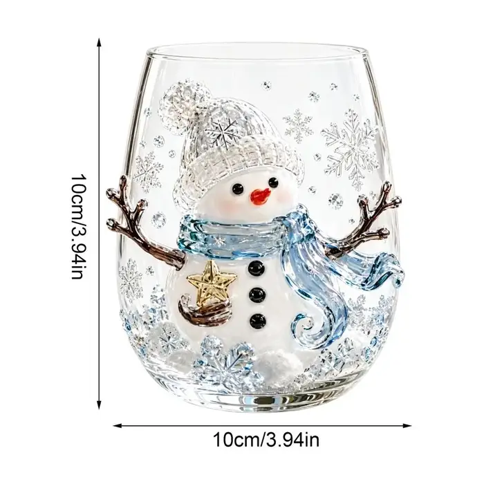 Tasses à café de Noël en verre avec poignée antidérapante, tasses à thé de Noël à motif 3D pour les
