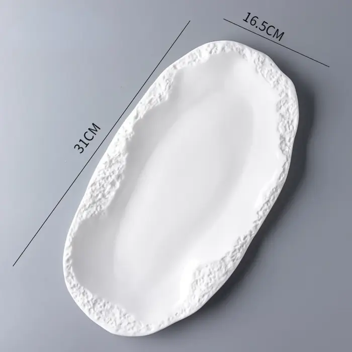 Assiette de nourriture occidentale en céramique avec motif de pierre