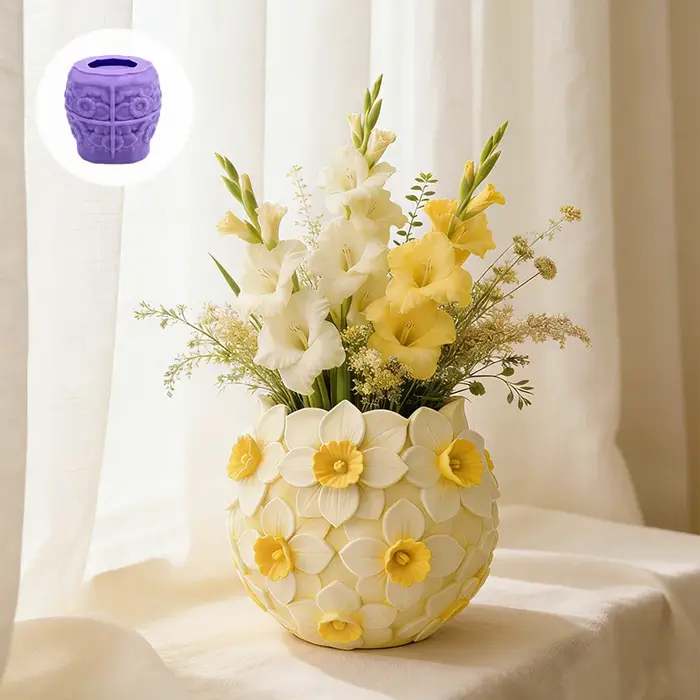 Moule en silicone en forme de narcisse avec une texture exquise ; parfait pour la création de boules de fleurs fraîches