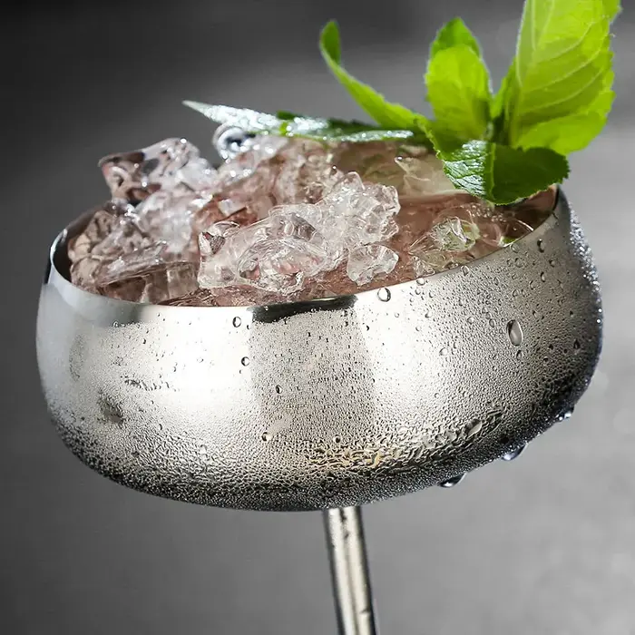 Aixiangru verre à vin à large bouche verres à Cocktail en acier inoxydable plat à Champagne en métal créatif