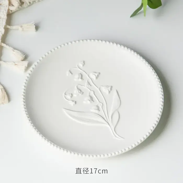 Assiette à pâtes occidentales en céramique et dentelle, série American Relief Lily of the Valley, ré