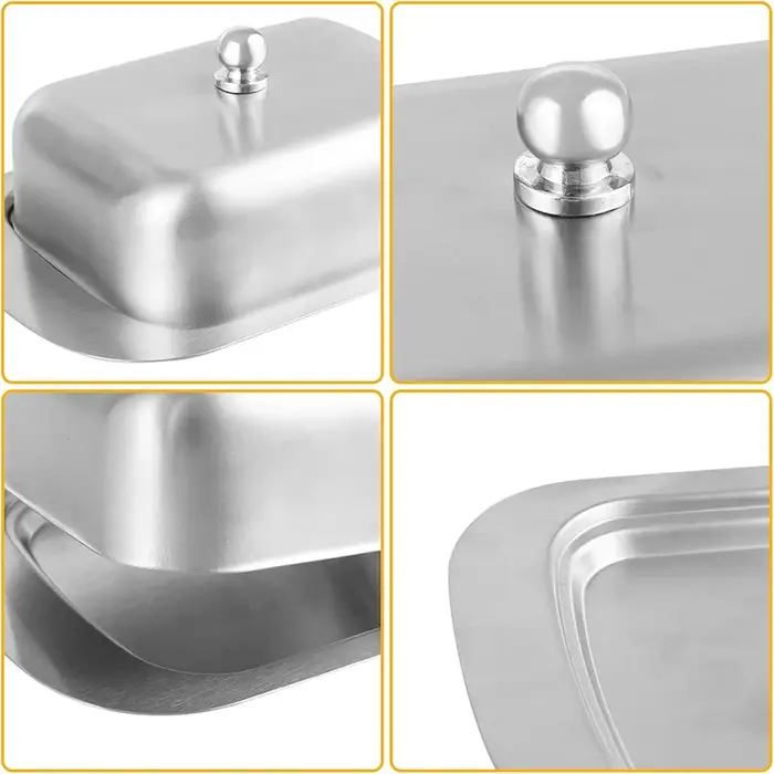 Plat à beurre en acier inoxydable avec couvercle, boîte de rangement pour beurre et fromage, plat à fromage, assiette à beurre avec couvercle, porte-beurre, vaisselle de cuisine