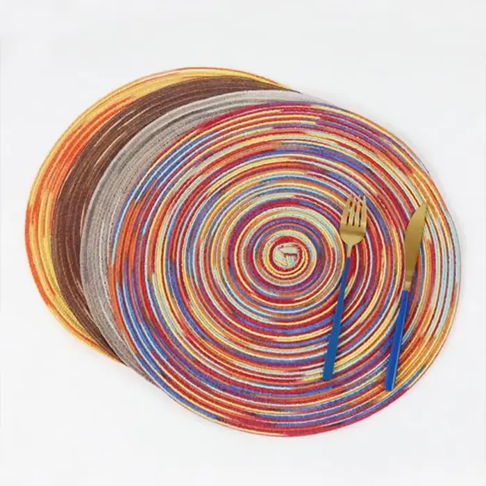 Napperon de Table Rond en Vinyle Tissé Individuel