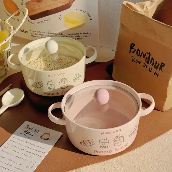 Bol Ramen Boba Kawaii avec cuillère et baguettes