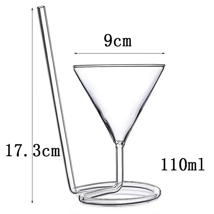 Verre spirale Cocktail tasse créative verre paille verres à vin Triangle jus Martini vin rouge whisky tasses fête Bar vin ensemble cadeau