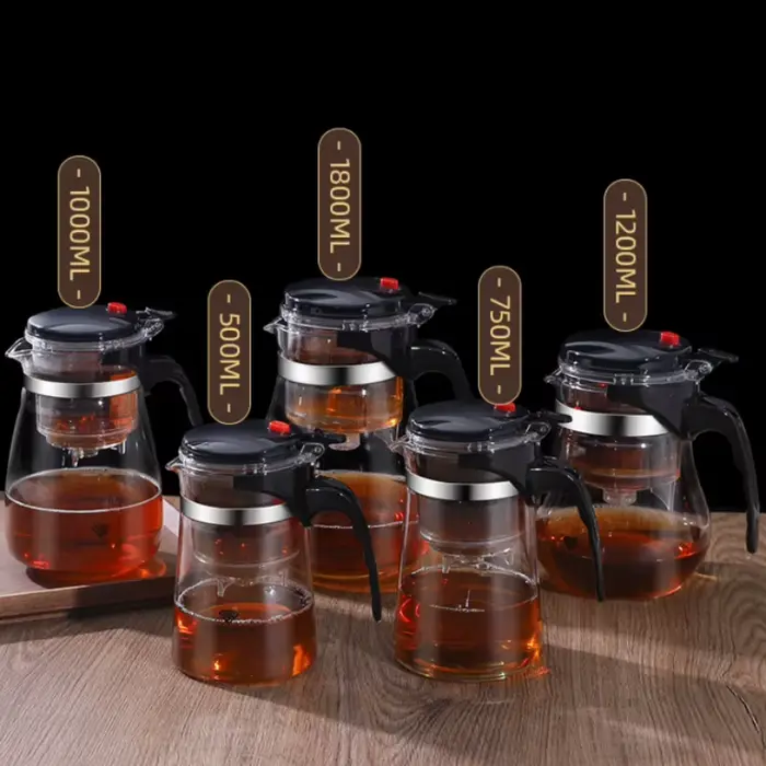 Théière en verre borosilicate JUSTINLAU 500ml-1800ml avec infuseur à thé et compartiment à thé