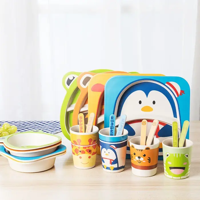Ensemble de vaisselle pour enfants en fibre de bambou