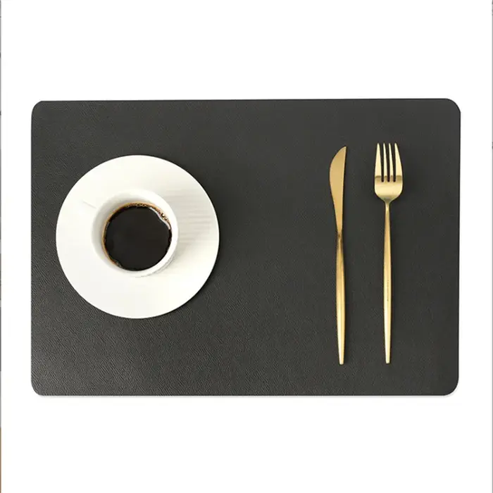 Napperon rectangulaire en cuir PU de couleur unie, 30x45cm, tapis de Table à manger, antidérapant, r